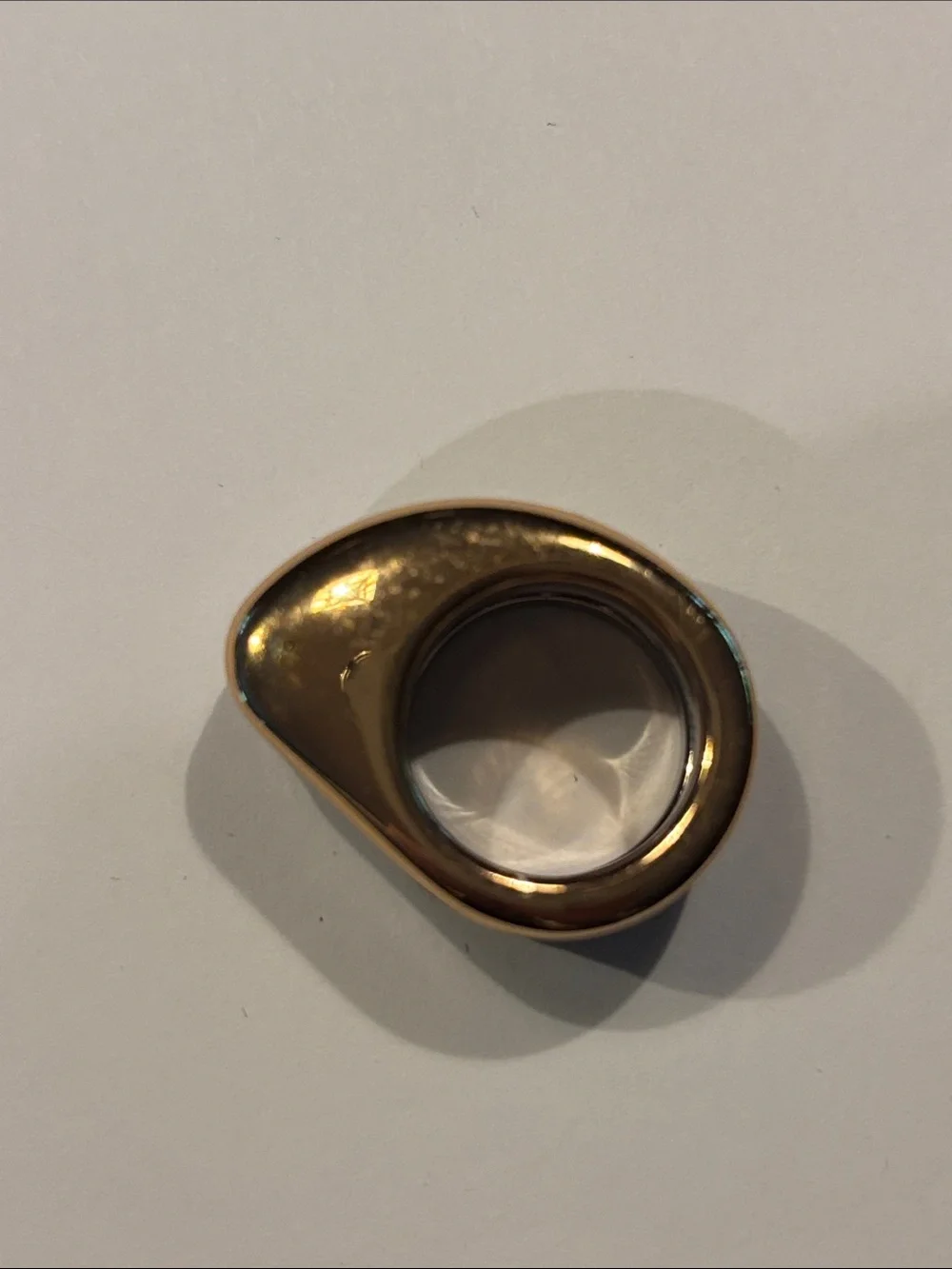 Vita Fede Two Tone Silver Gold  Ring with Black Inlay 6 Made in Italy
